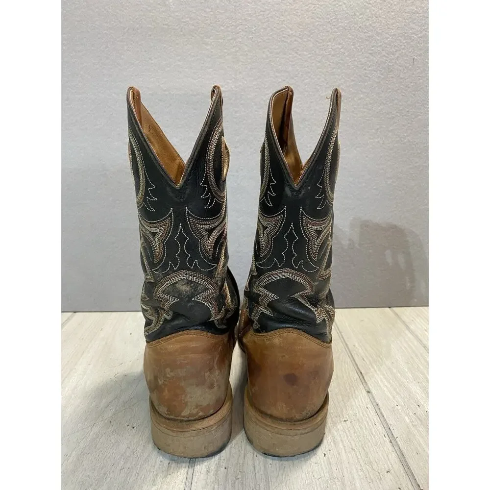 Justin Caddo BR740 Mens Tan Black Leather Western Cowboy Boots Size 10 D